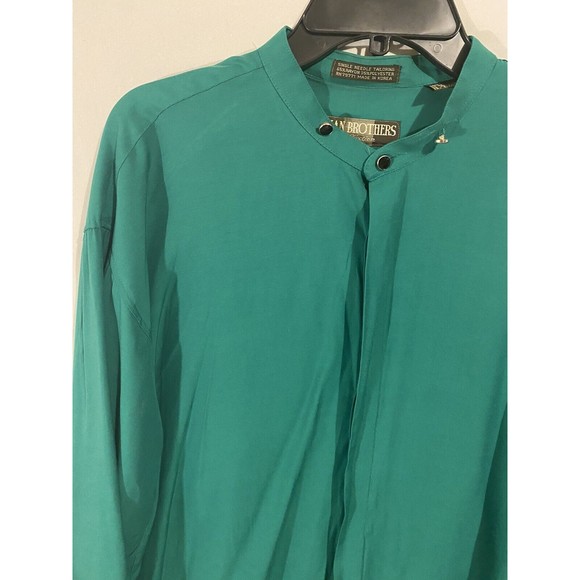 VTG Brian Brothers Collection Mens Shirt L 16- 16.5 Green Long Sleeves Button Up - Picture 3 of 12
